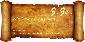 Zámbori Zsinett névjegykártya
